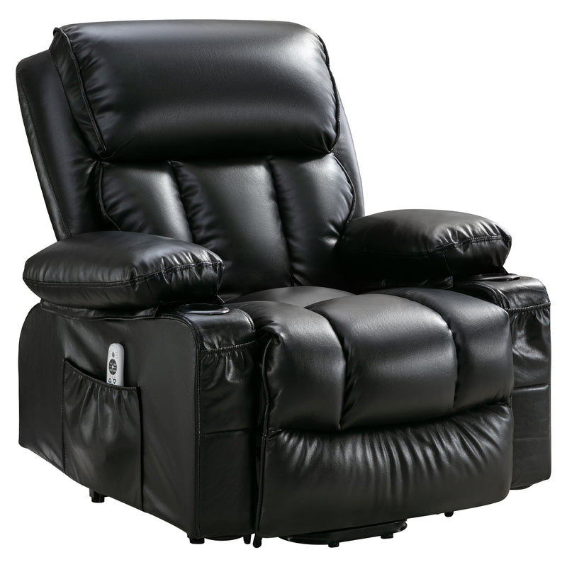 Power Lift Recliner Chair Recliners for Elderly with Heat and Massage Recliner Chair for Living Room with Infinite Position and Side Pocket,USB Charge .BLACK