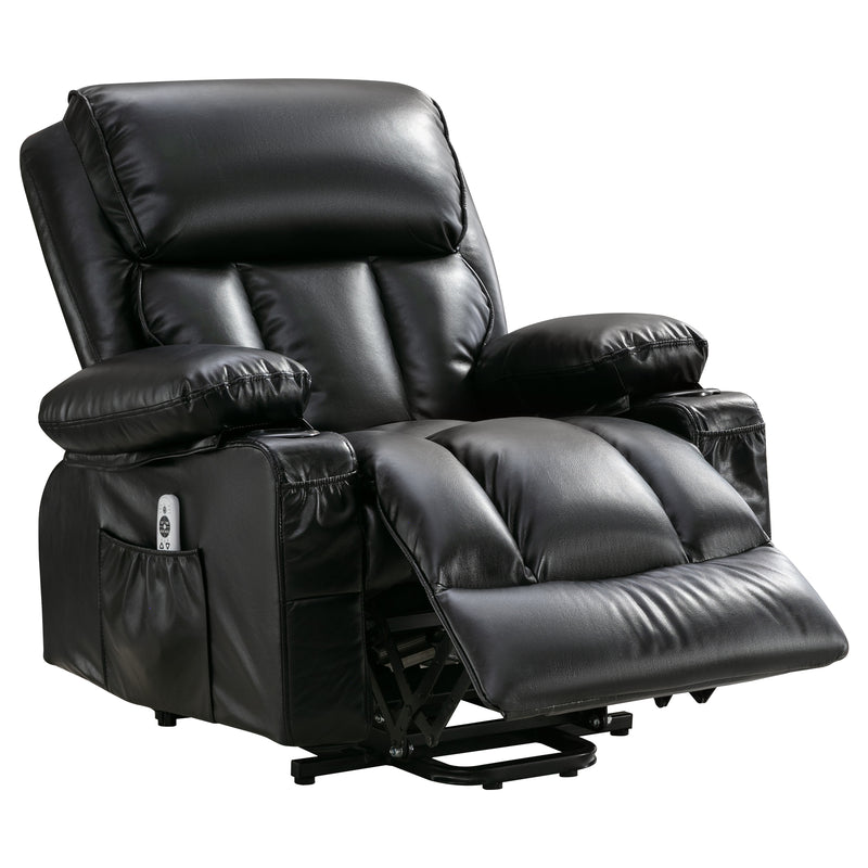 Power Lift Recliner Chair Recliners for Elderly with Heat and Massage Recliner Chair for Living Room with Infinite Position and Side Pocket,USB Charge .BLACK