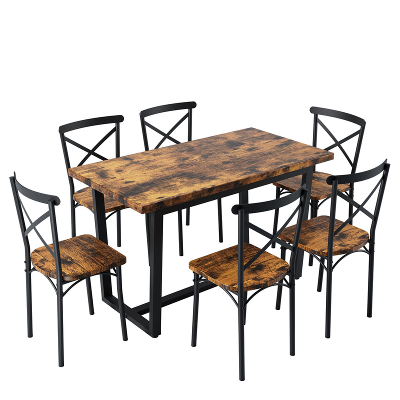 7 Pieces Dining Set 7-Piece Kitchen Table Set Perfect for Kitchen, Breakfast Nook, Living Room Occasions