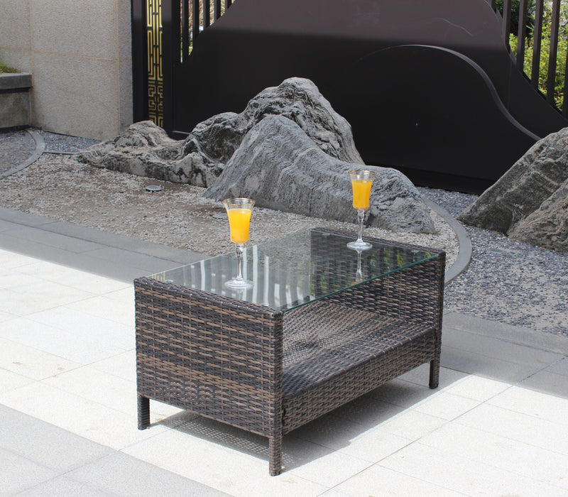 Outdoor patio Furniture  Coffee Table with clear tempered glass