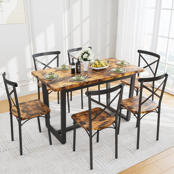 7 Pieces Dining Set 7-Piece Kitchen Table Set Perfect for Kitchen, Breakfast Nook, Living Room Occasions