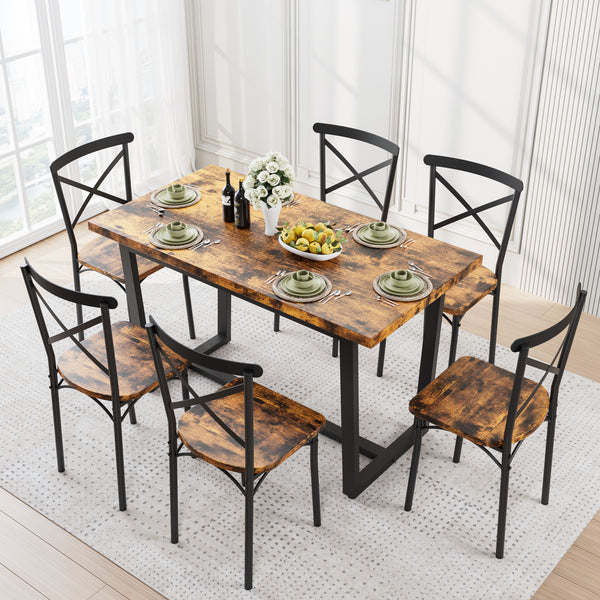 7 Pieces Dining Set 7-Piece Kitchen Table Set Perfect for Kitchen, Breakfast Nook, Living Room Occasions