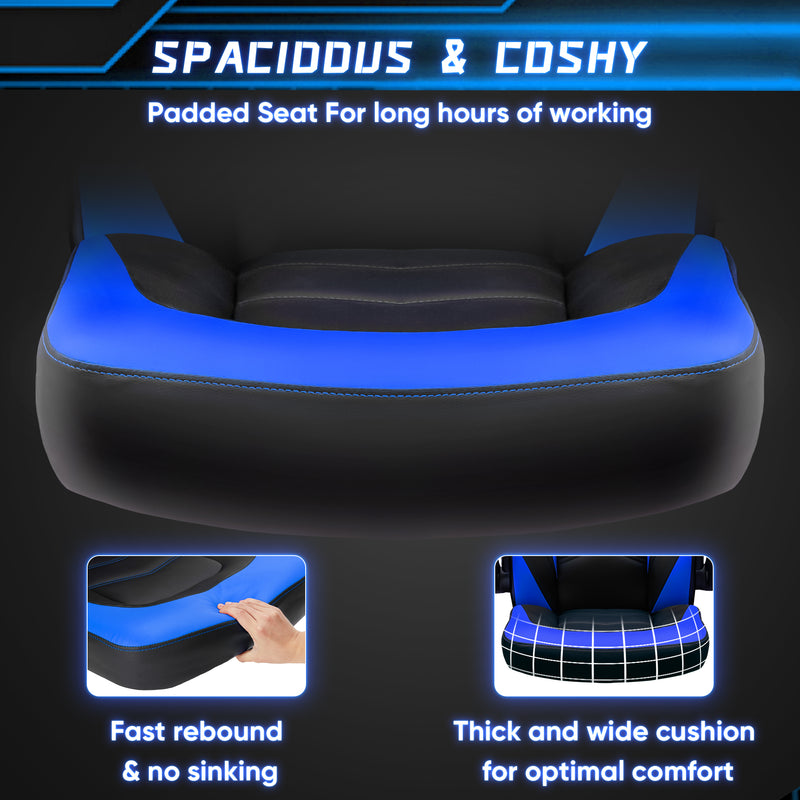 Sweetcrispy Gaming Chair - PU Leather Computer Chair Ergonomic Office Chair with Lumbar Support, Height Adjustable Rolling Desk Chairs with Flip-up Armrests