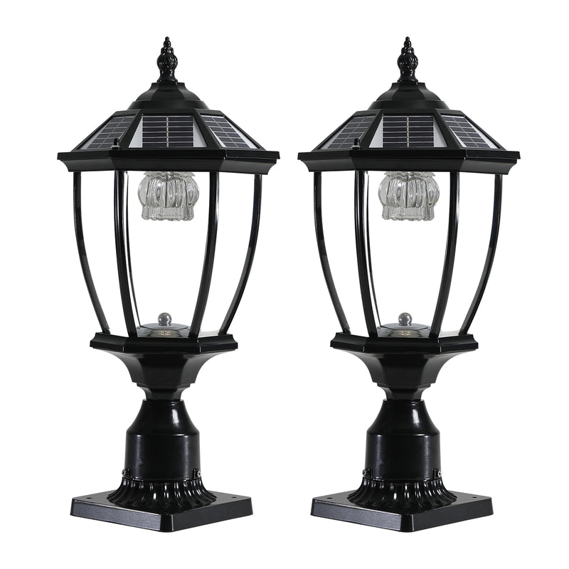 Solar Column Headlights With Dimmable LED(2 pack)