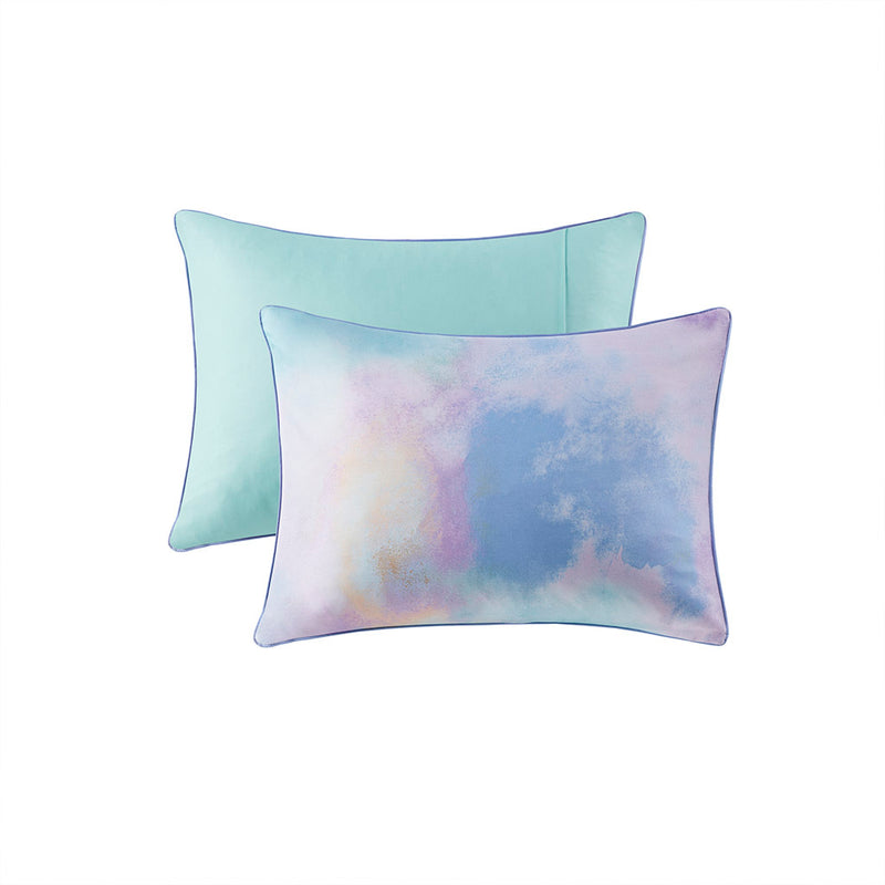 Watercolor Tie Dye Printed Comforter Set with Throw Pillow