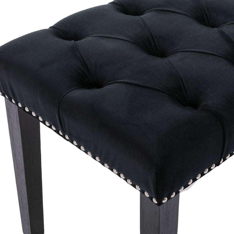 Heng Ming Upholstered Tufted Bench Ottoman , Velvet Dining Bench Bedroom Bench  Footrest Stool Accent Bench for Entryway Dining Room Living Room, Black