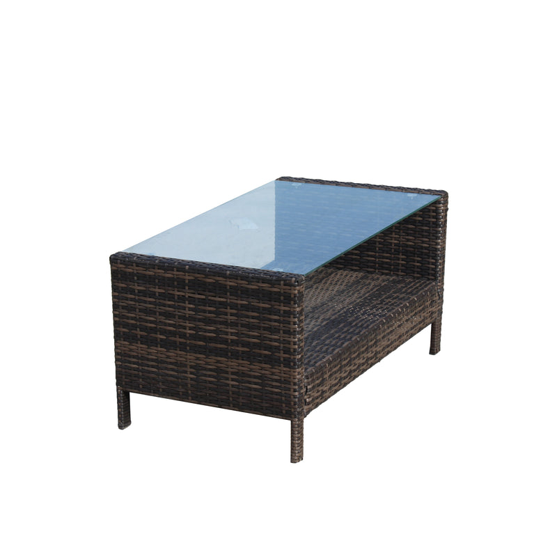 Outdoor patio Furniture  Coffee Table with clear tempered glass