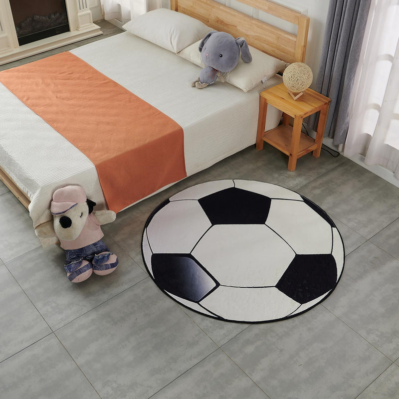 Soccer Ball Shape Machine Washable Extra Soft Decorative Area Rug