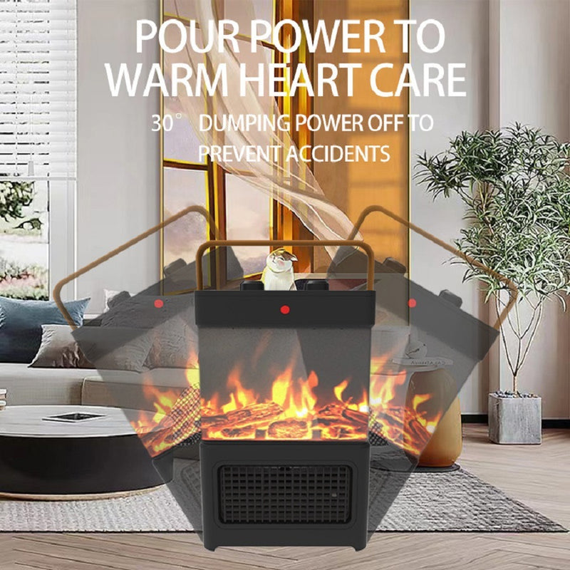 Electric Fireplace Heater for Indoor Use, 1500W Space Heater Fireplace with 3D LED Flame, Double Safety Protection, Portable Fireplace Heater for Home Office Christmas Decoration