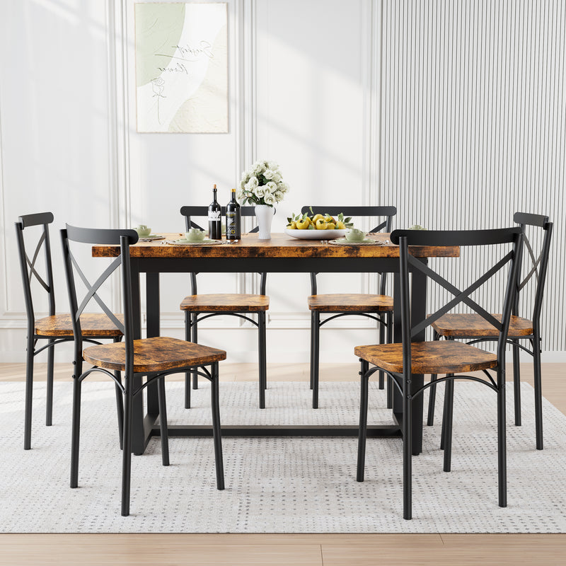 7 Pieces Dining Set 7-Piece Kitchen Table Set Perfect for Kitchen, Breakfast Nook, Living Room Occasions