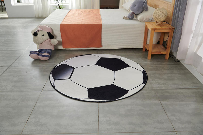 Soccer Ball Shape Machine Washable Extra Soft Decorative Area Rug